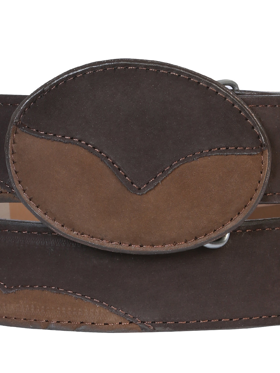 Cinturón Vaquero - El General - Piel Nobuck Choco 41108