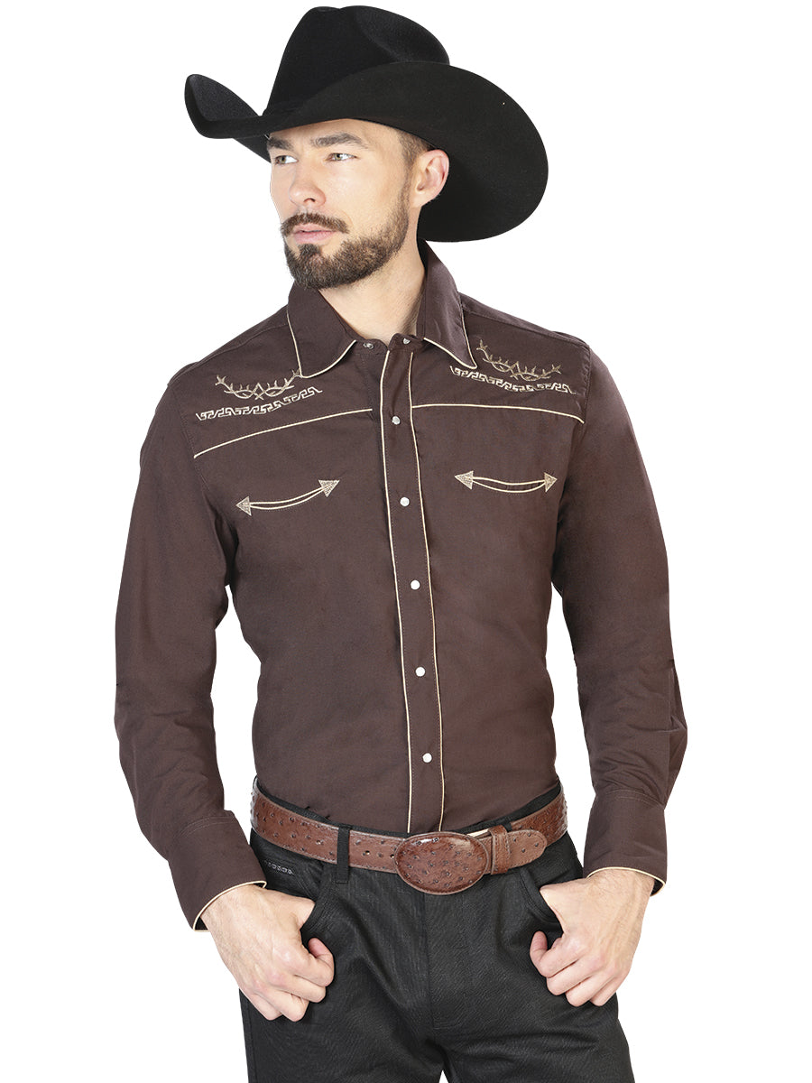 Camisa vaquera marrón de manga larga 42950