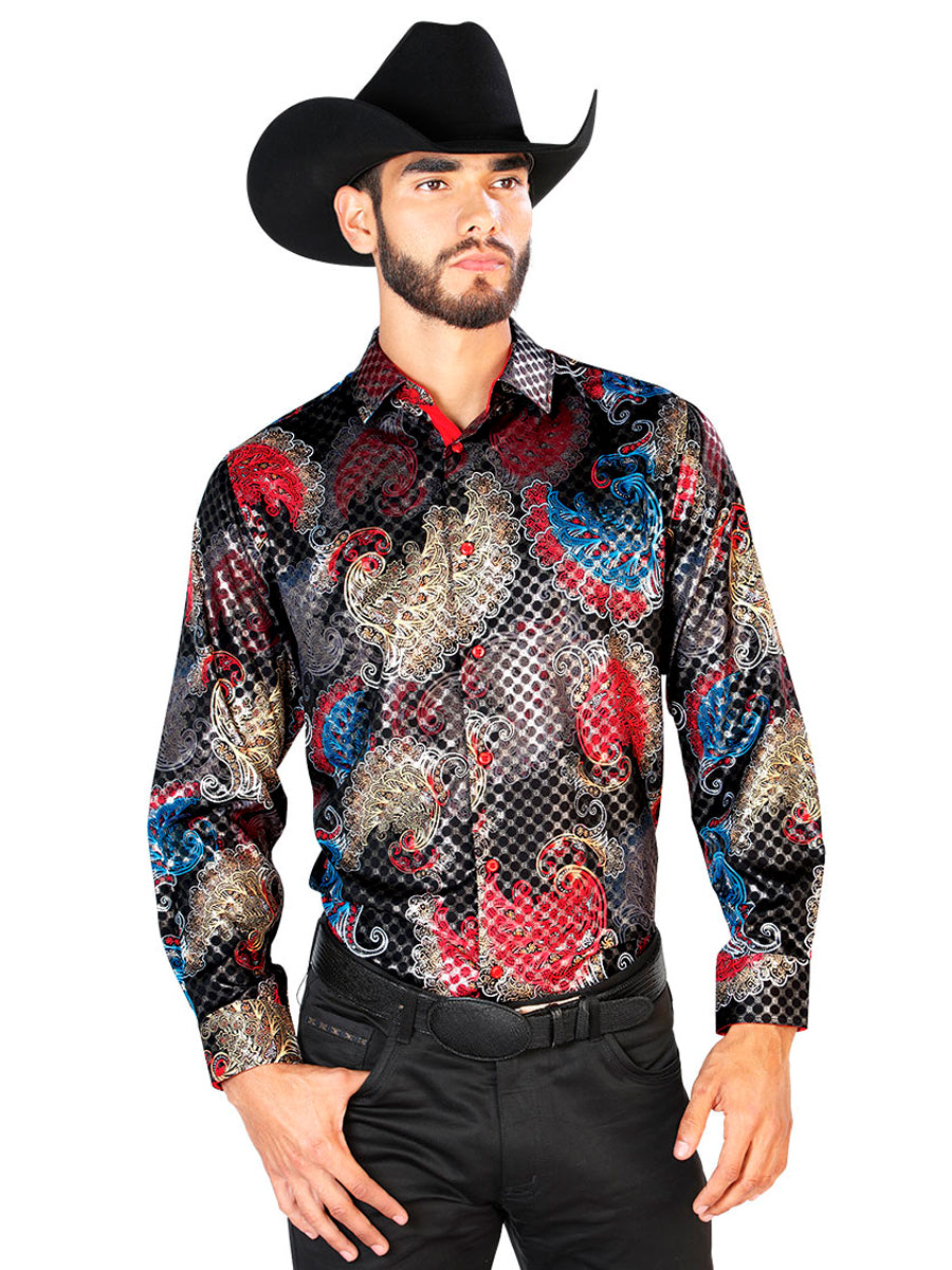 Camisa casual negra de manga larga 43836