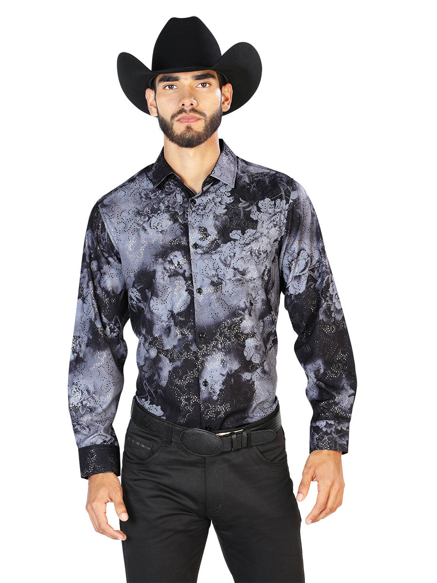 Camisa casual negra de manga larga 43849