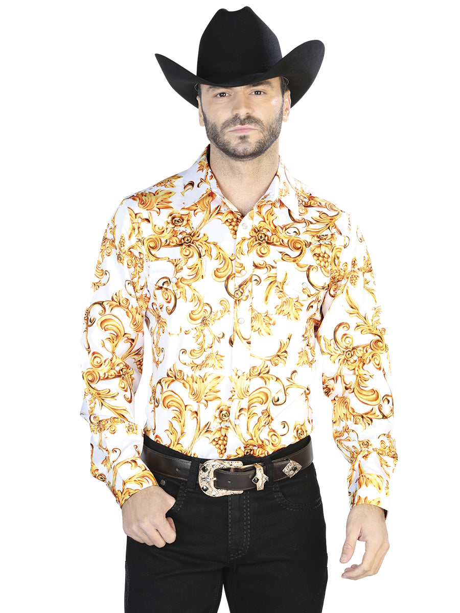 Camisa informal de manga larga dorada Off White 44060