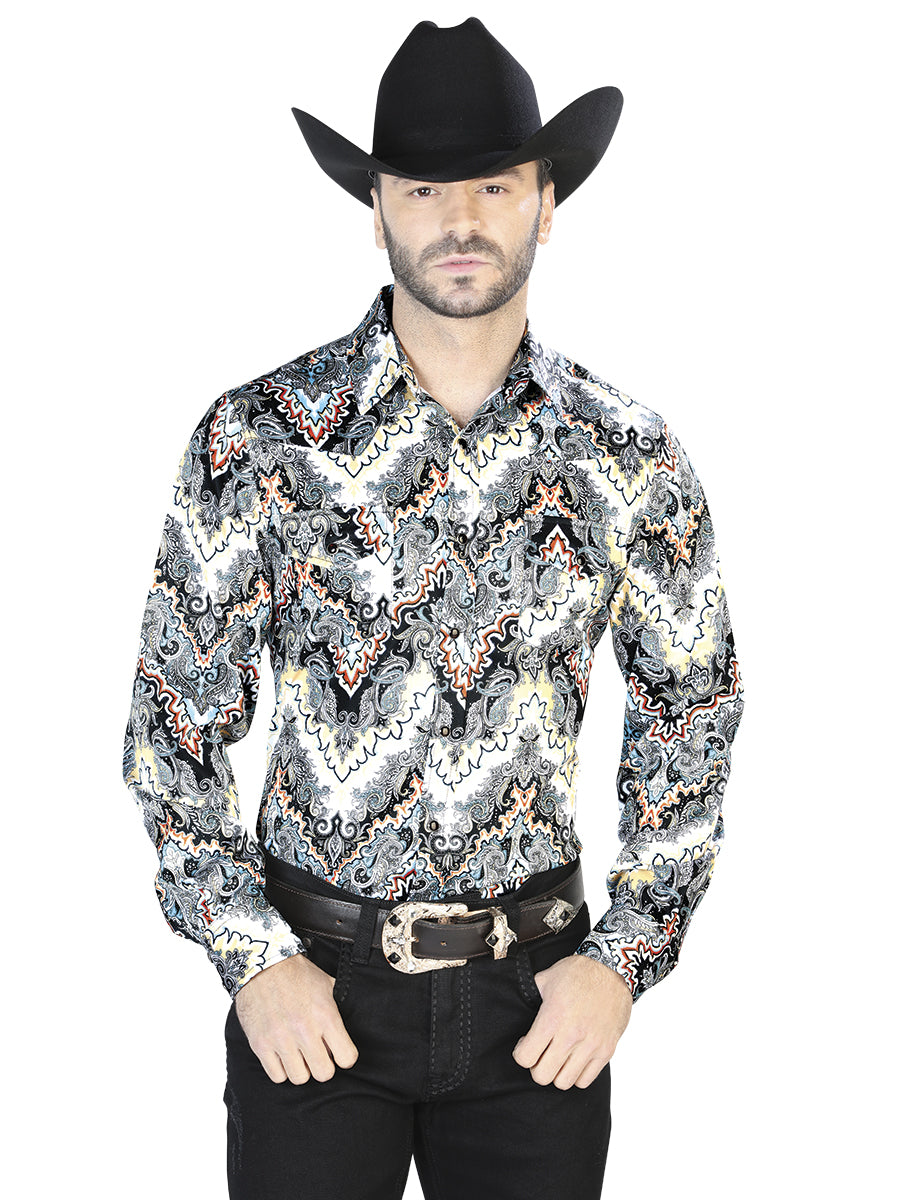 Camisa informal gris de manga larga 44067