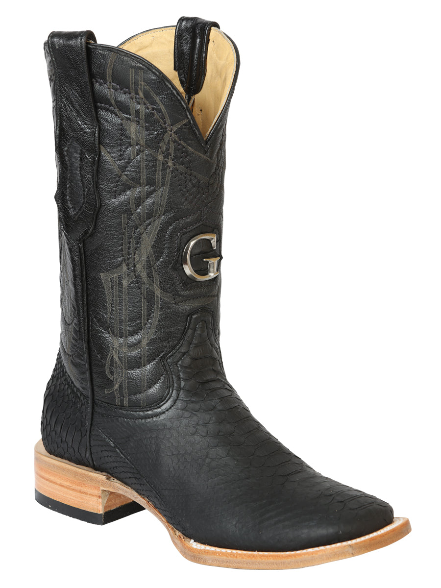 Botas de rodeo de pitón exótico El General para hombre - Negro 45503