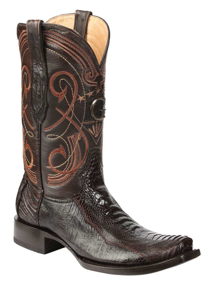 El General Ostrich Print Western Cowboy Boots Size 8 Tan Leather Embroidered El General Ostrich Print Western Cowboy Boots Size 8 Tan  main image 4