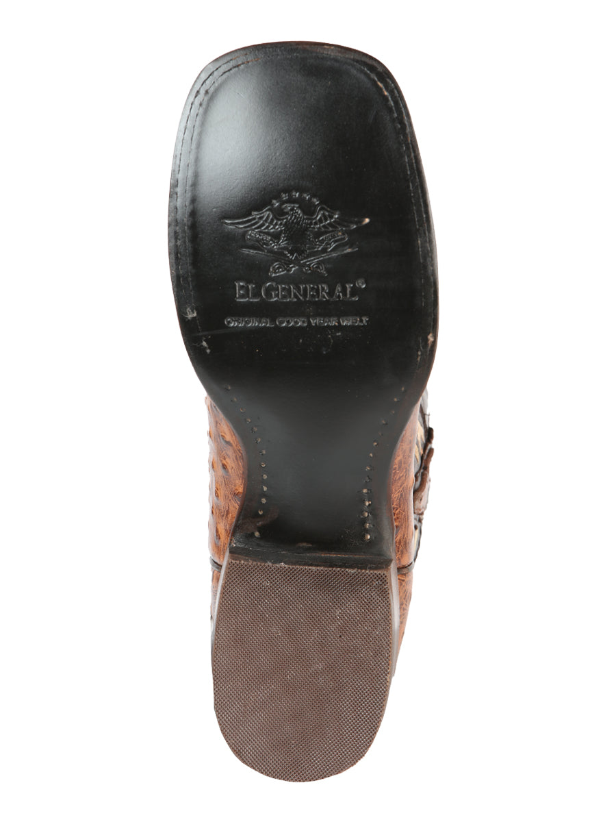 Bota de rodeo El General - Estampado de avestruz Shedron 51239