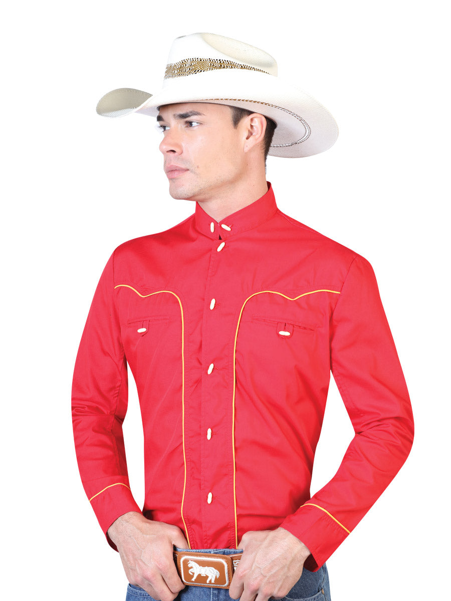Camisa Charro Roja Manga Larga 124864