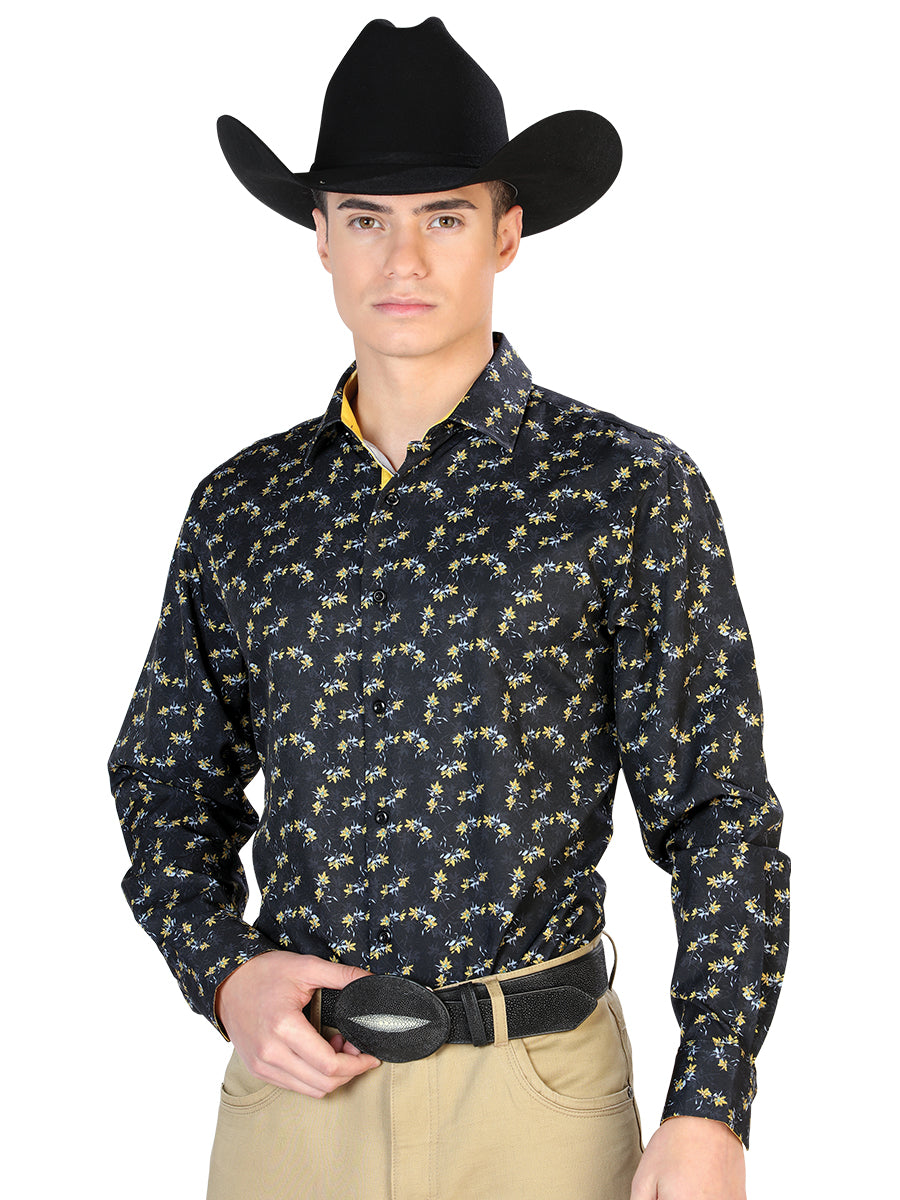 Camisa casual azul de manga larga 126265