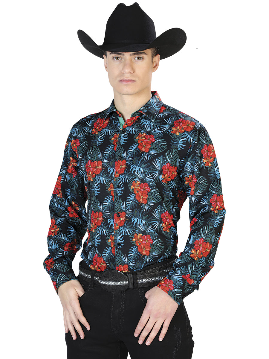 Camisa casual negra de manga larga 126276