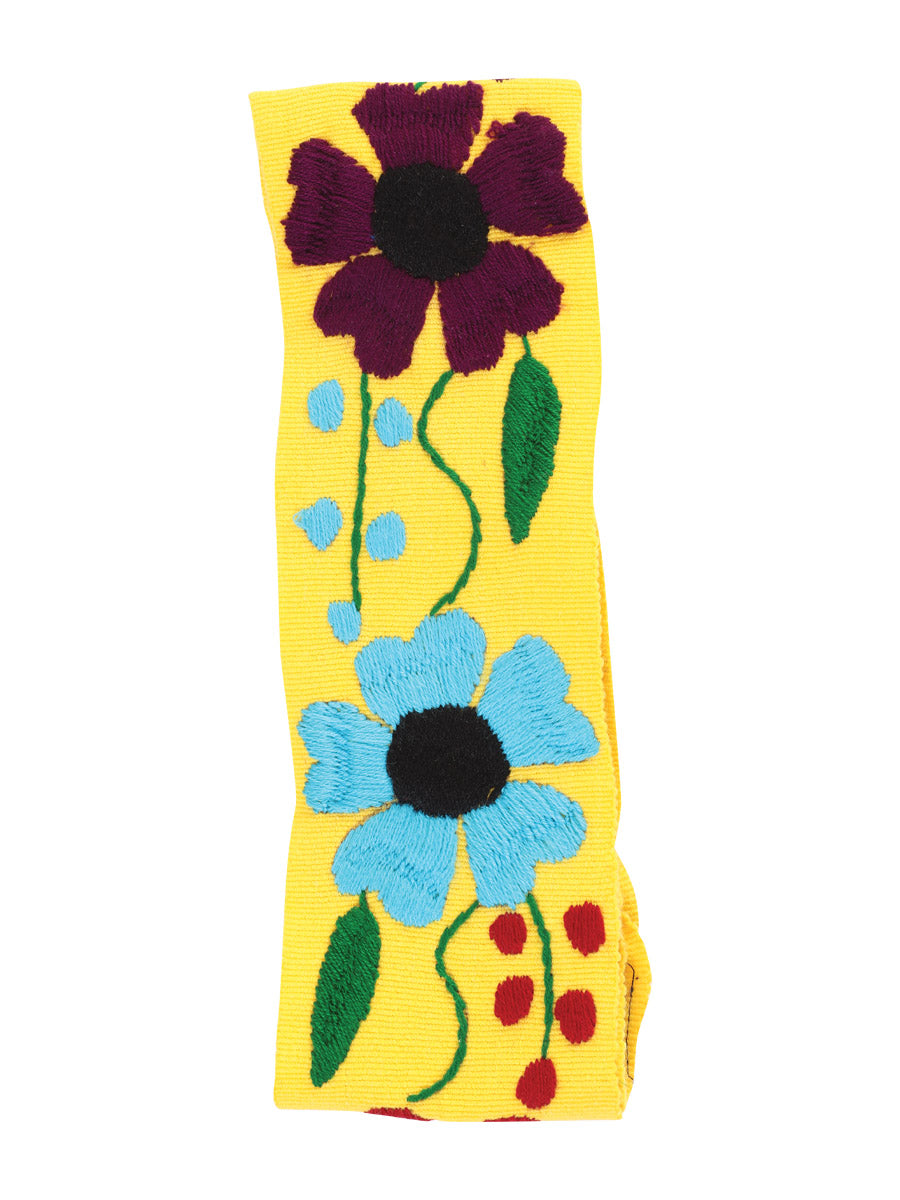 Artisanal Embroidered Belt Floral 100% Acrylic Yellow 602263