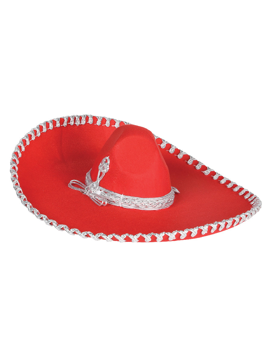 Adulto
Sombrero Charro Mexicano Terciopelo Rojo/Plateado 602319