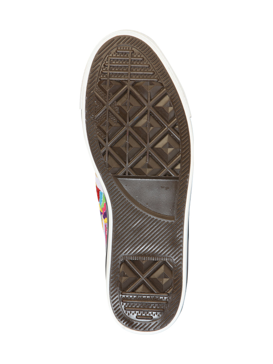 Zapatillas deportivas bordadas artesanalmente en lona textil blanca 602782