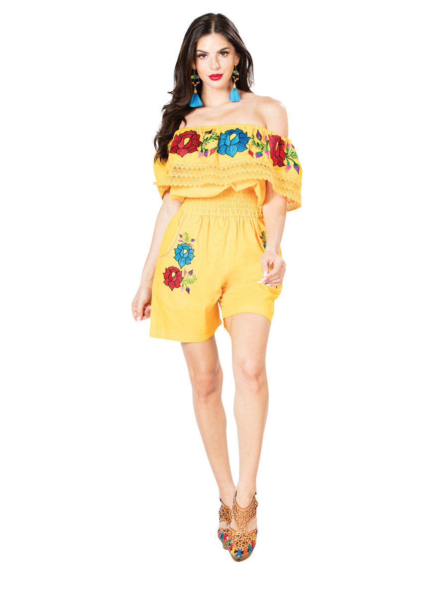 Mono bordado artesanal 100% algodón amarillo 603189