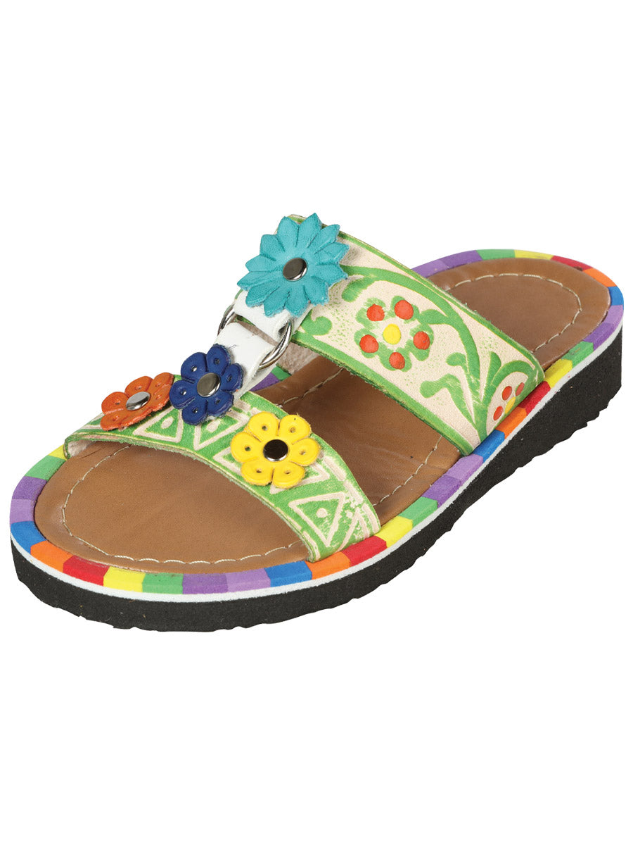Sandalias Mexicanas Artesanales de Piel Multicolor 603384