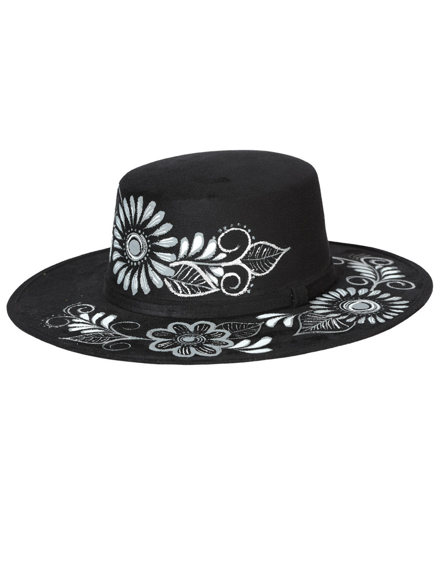 Artisanal Mexican Hand-Painted Hat Suede Black 603725
