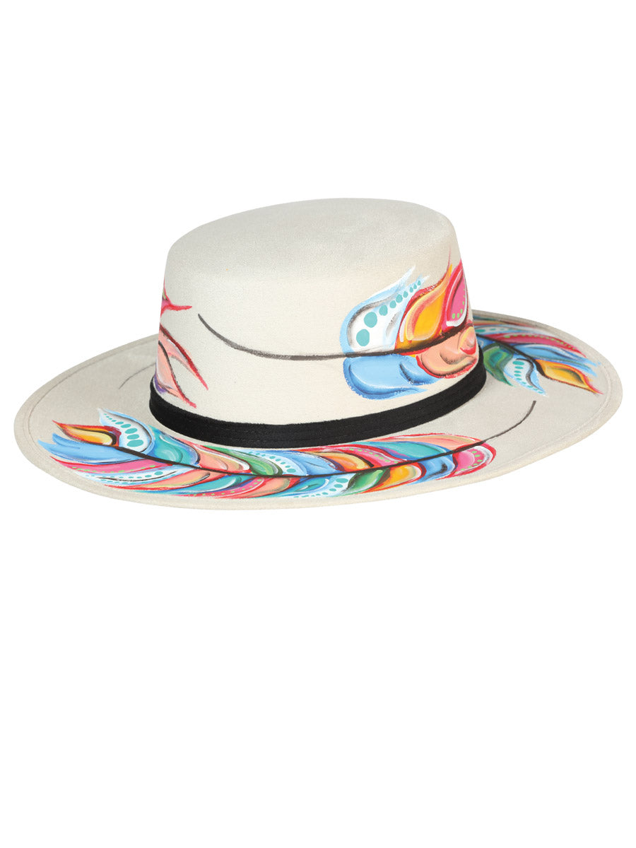 Artisanal Mexican Hand-Painted Hat Suede Black 603728