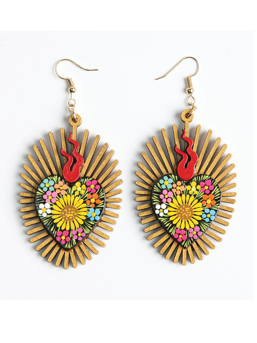 Artisanal Hand Painted Earrings Black 603978