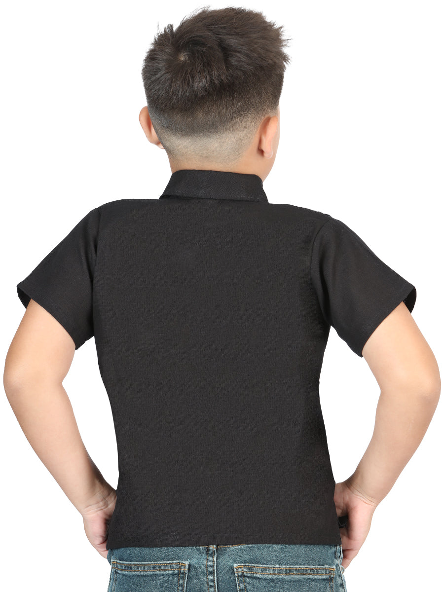 Artisanal Embroidered Shirt 100% Cotton Black 603980