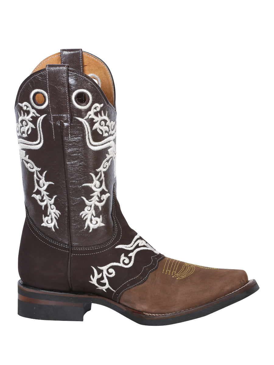 El General Rodeo Boot - Crazy  Brown/Dark Brown with Embroidery  34311