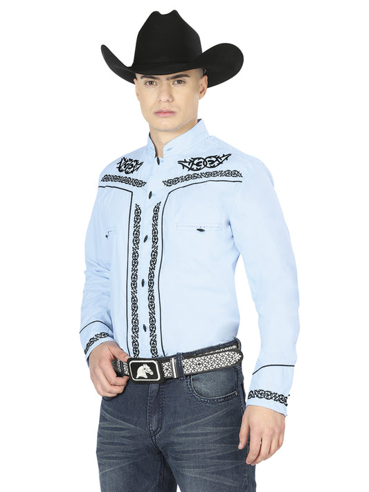 Camisa Charro Bordada El Señor de los Cielos Azul/Negro 40785