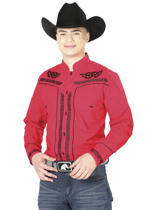 Camisa Bordada Charro El Señor de los Cielos Rojo/Negro 40786