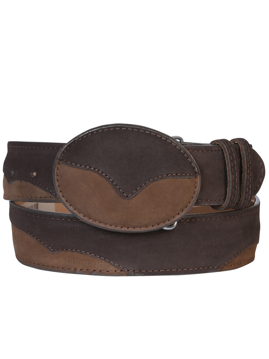 Cinturón Vaquero - El General - Piel Nobuck Choco 41108