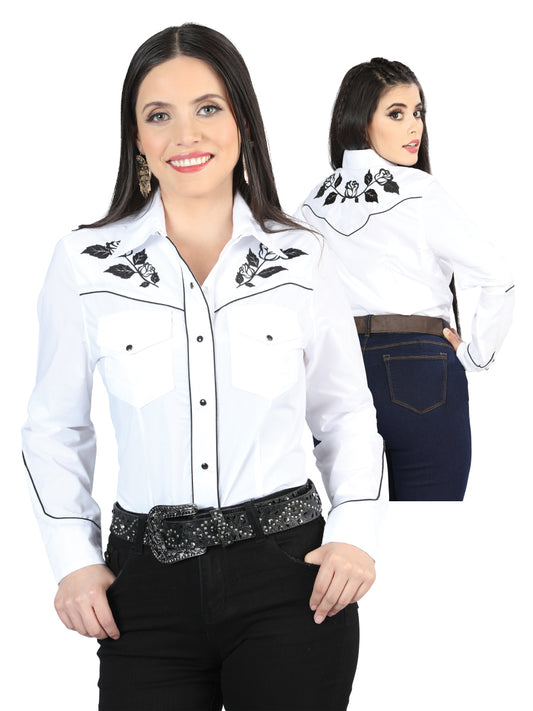 Camisa blanca bordada para mujer 42970