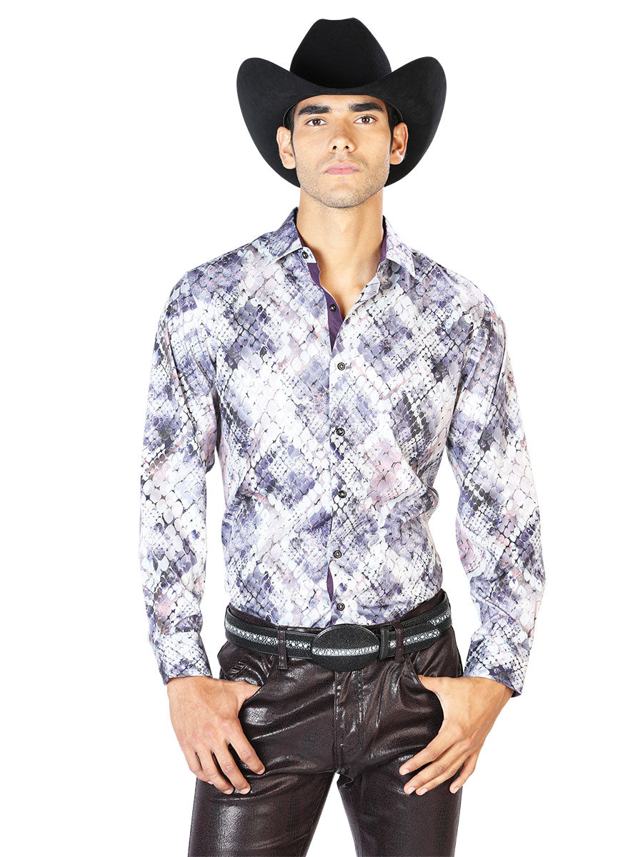Camisa casual beige de manga larga 43549