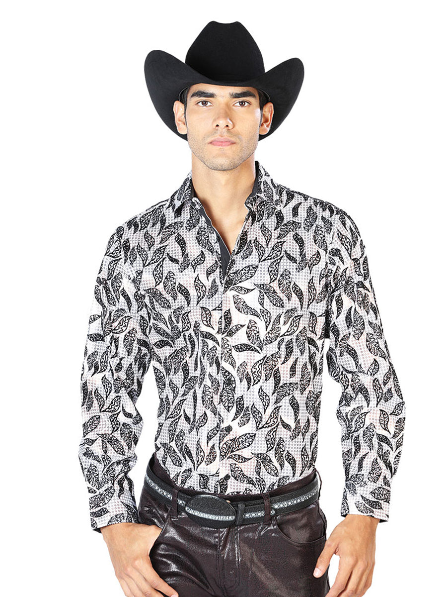 Camisa informal blanca de manga larga 43587