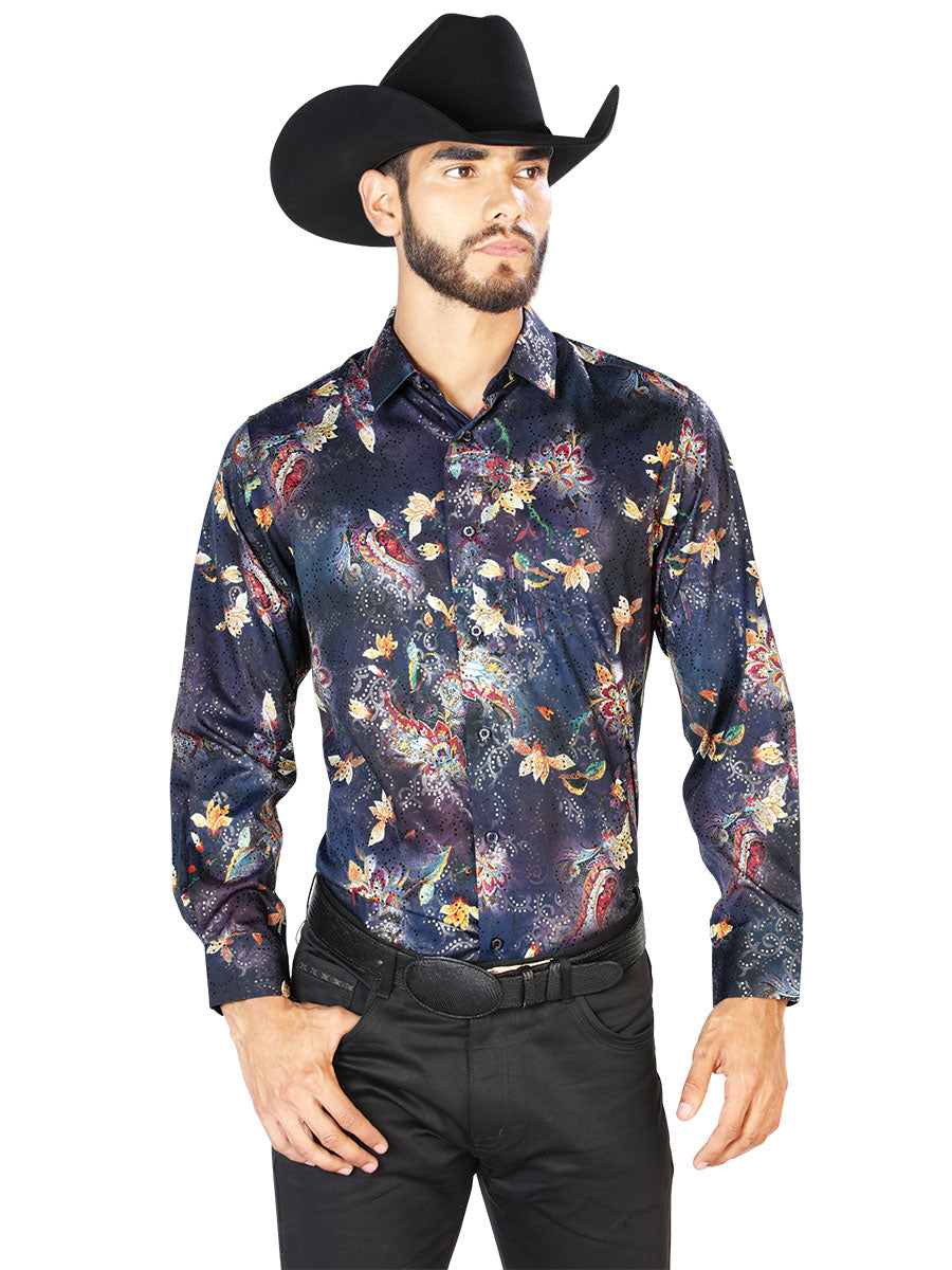 Camisa casual negra de manga larga 43841