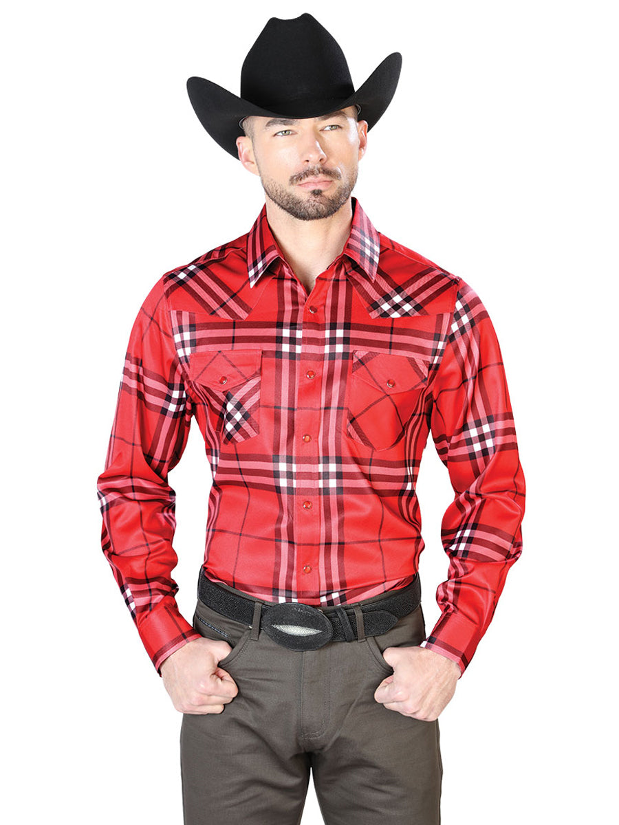 Camisa informal roja de manga larga 43925