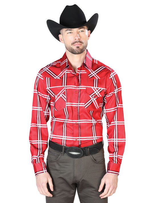 Red With Stripes Casual Long Sleeve Shirt 43928