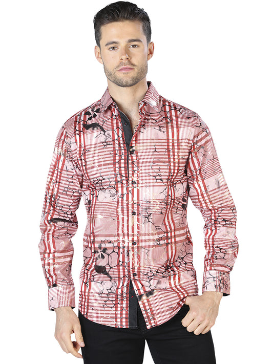 Camisa casual de manga larga color vino negro 44059