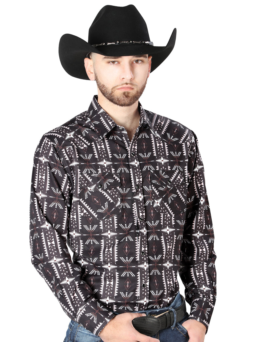 Black Long Sleeve Cowboy Shirt 44205