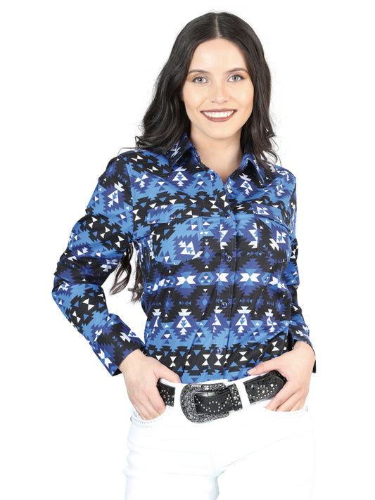 Camisa casual de manga larga de El General Azul 44410