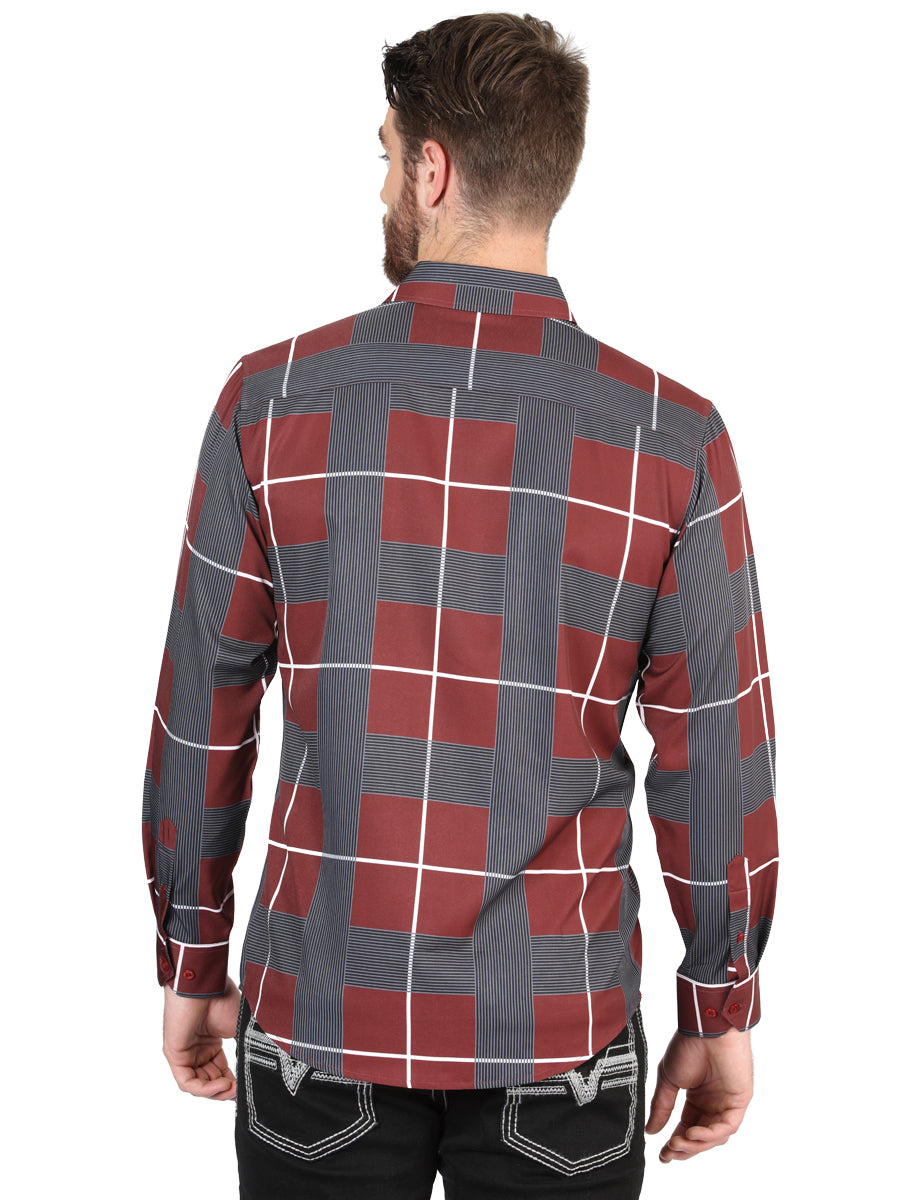 El General Burgundy Casual Long-Sleeve Shirt 44603