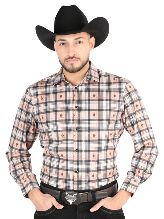 El General - Camisa casual de manga larga - Beige/Negro 44698