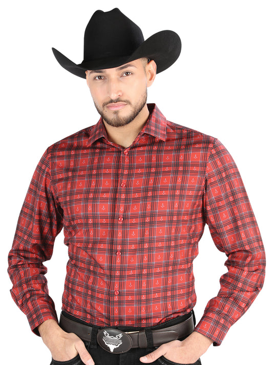 El General - Camisa casual de manga larga - Rojo/Negro 44705