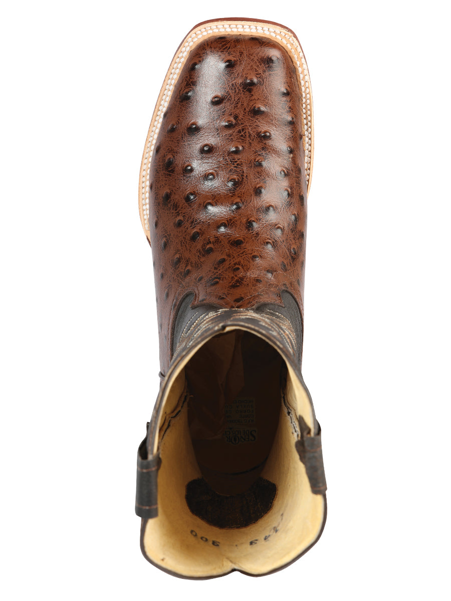 El Señor de los Cielos Men’s Rodeo Boot - Imitation Ostrich Leather -  Brown 44934