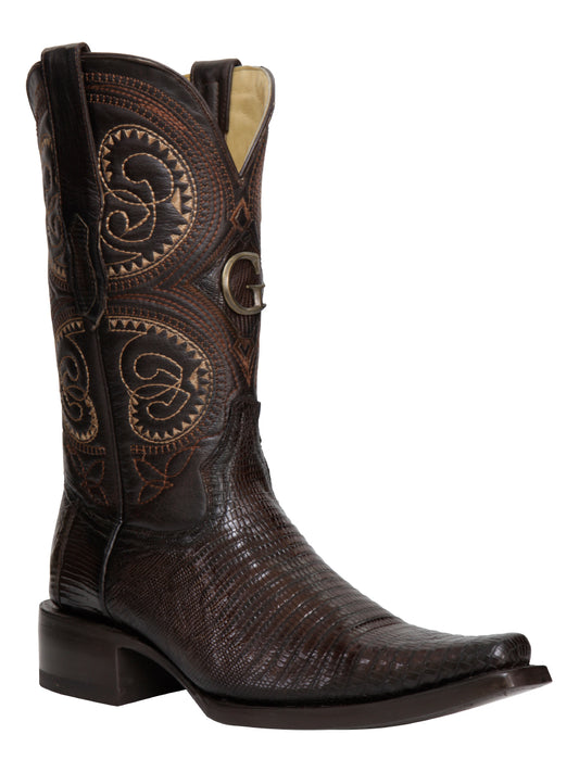El General Men's Exotic Lizard Cowboy Boots - Brown 45073