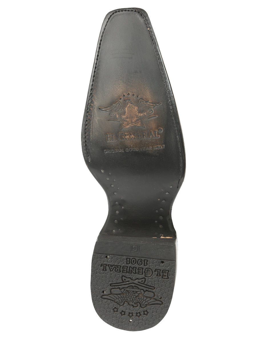 Botas vaqueras de piel de avestruz exótica para hombre El General - Negras 45075