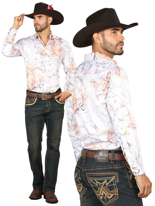 Pantalón vaquero marrón teñido Centenario para hombre con detalles bordados 45316