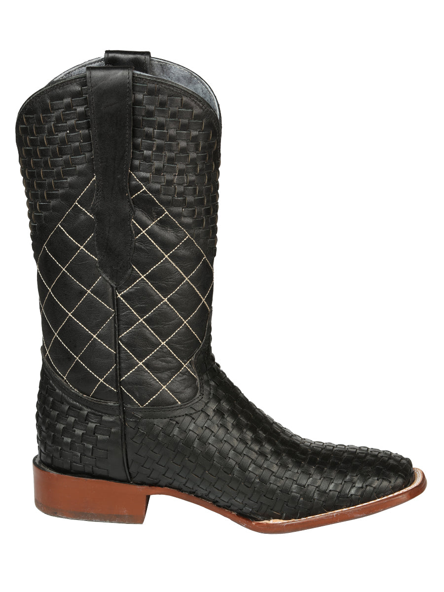 El General Men's Rodeo Boots Petatillo Leather - Black 45438