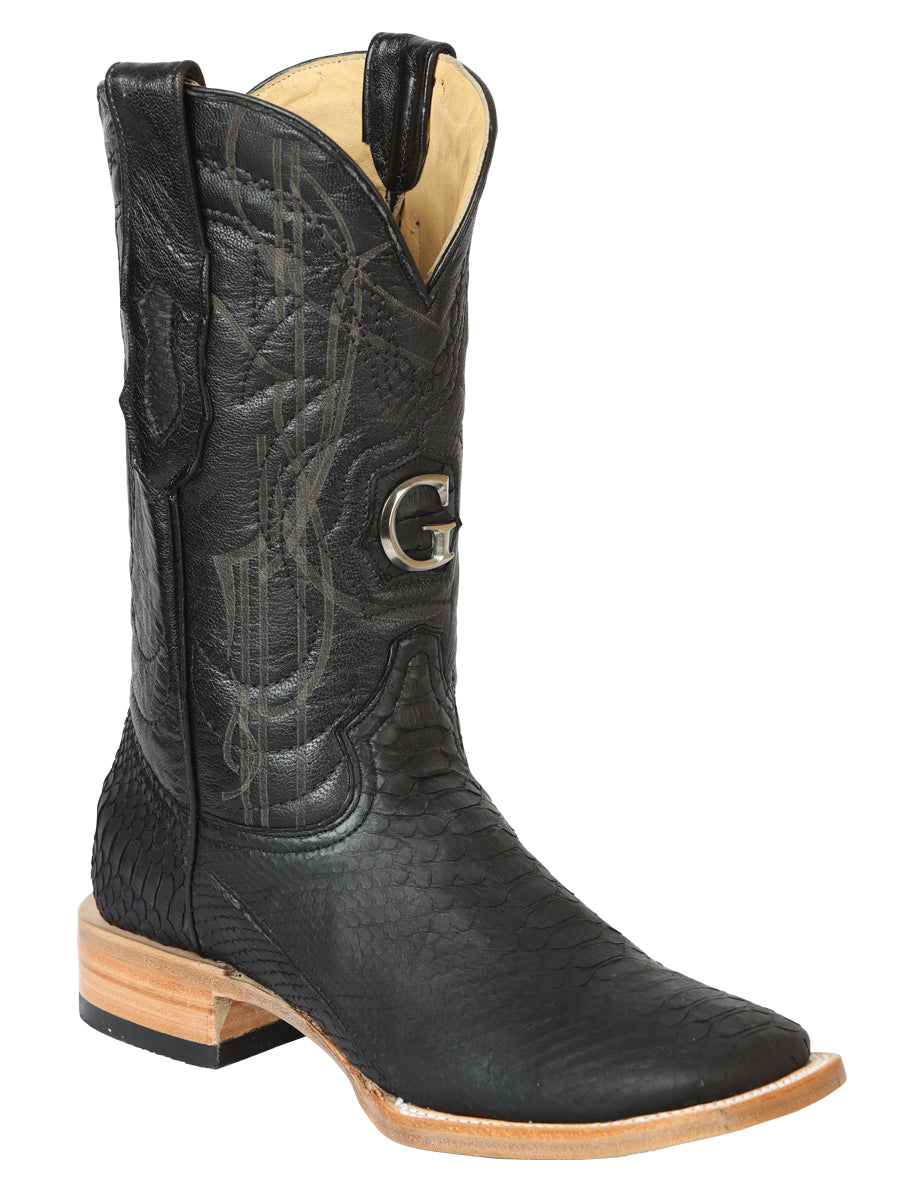 Botas de rodeo de pitón exótico El General para hombre - Negro 45503
