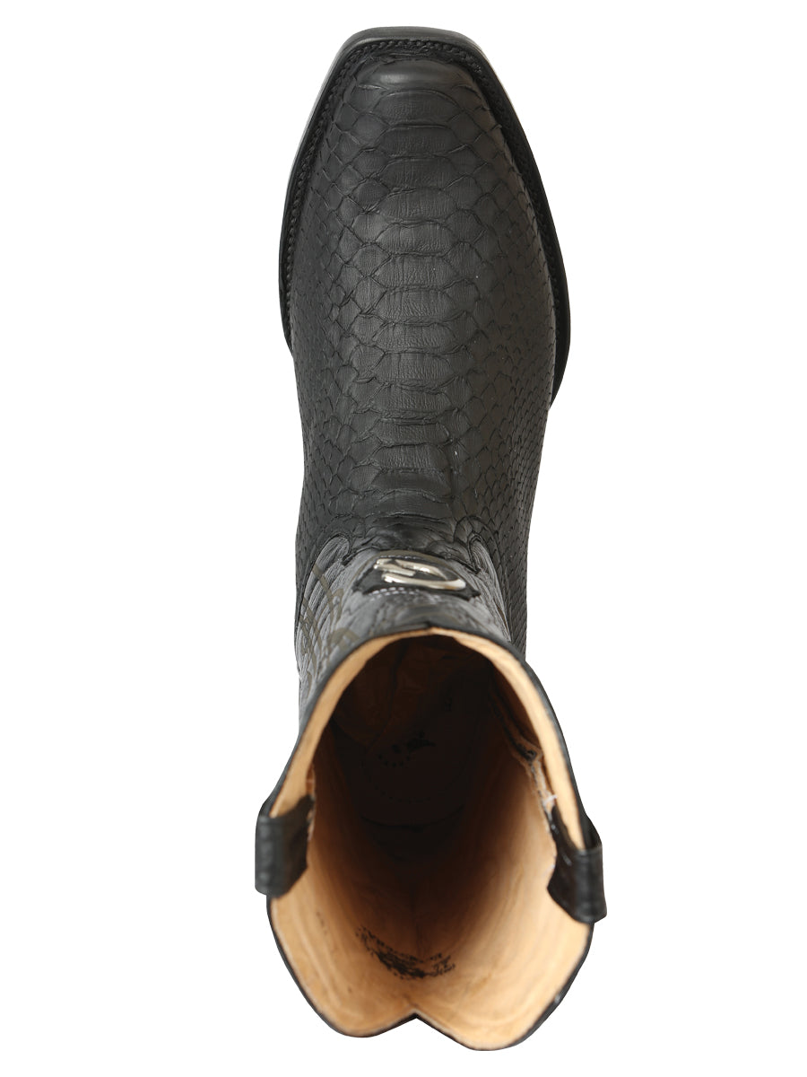Botas vaqueras de piel de pitón exótica para hombre El General - Negro 45523