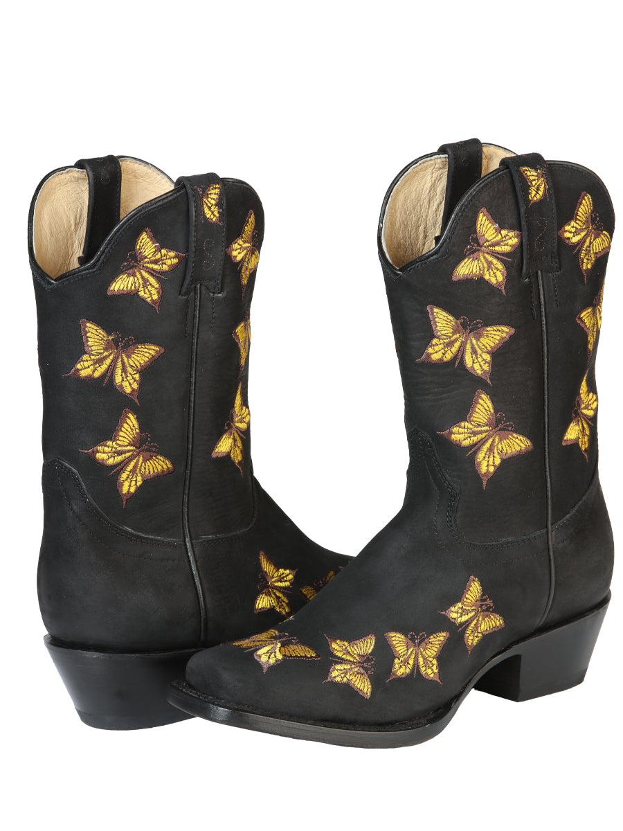 Bota de rodeo El General para mujer - Nobuck negro 51220
