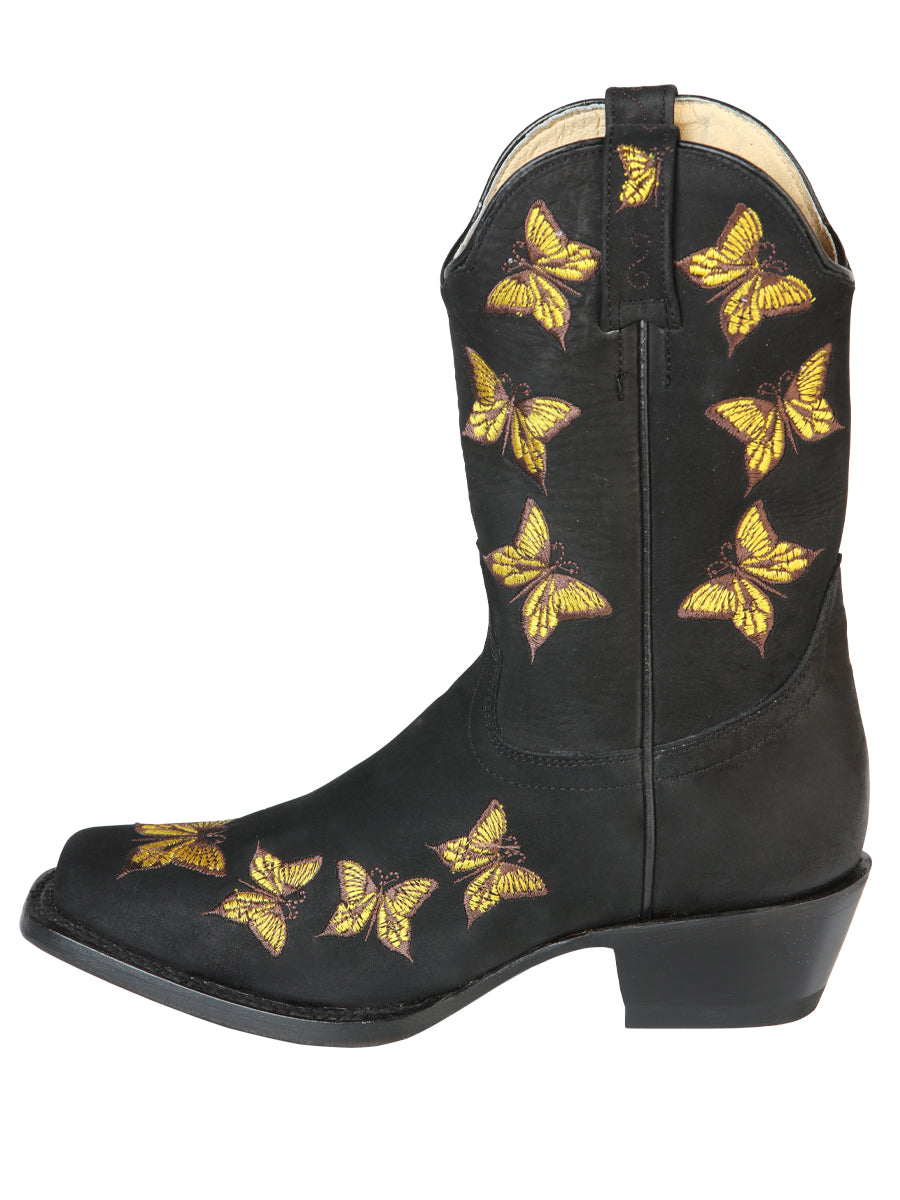 Bota de rodeo El General para mujer - Nobuck negro 51220