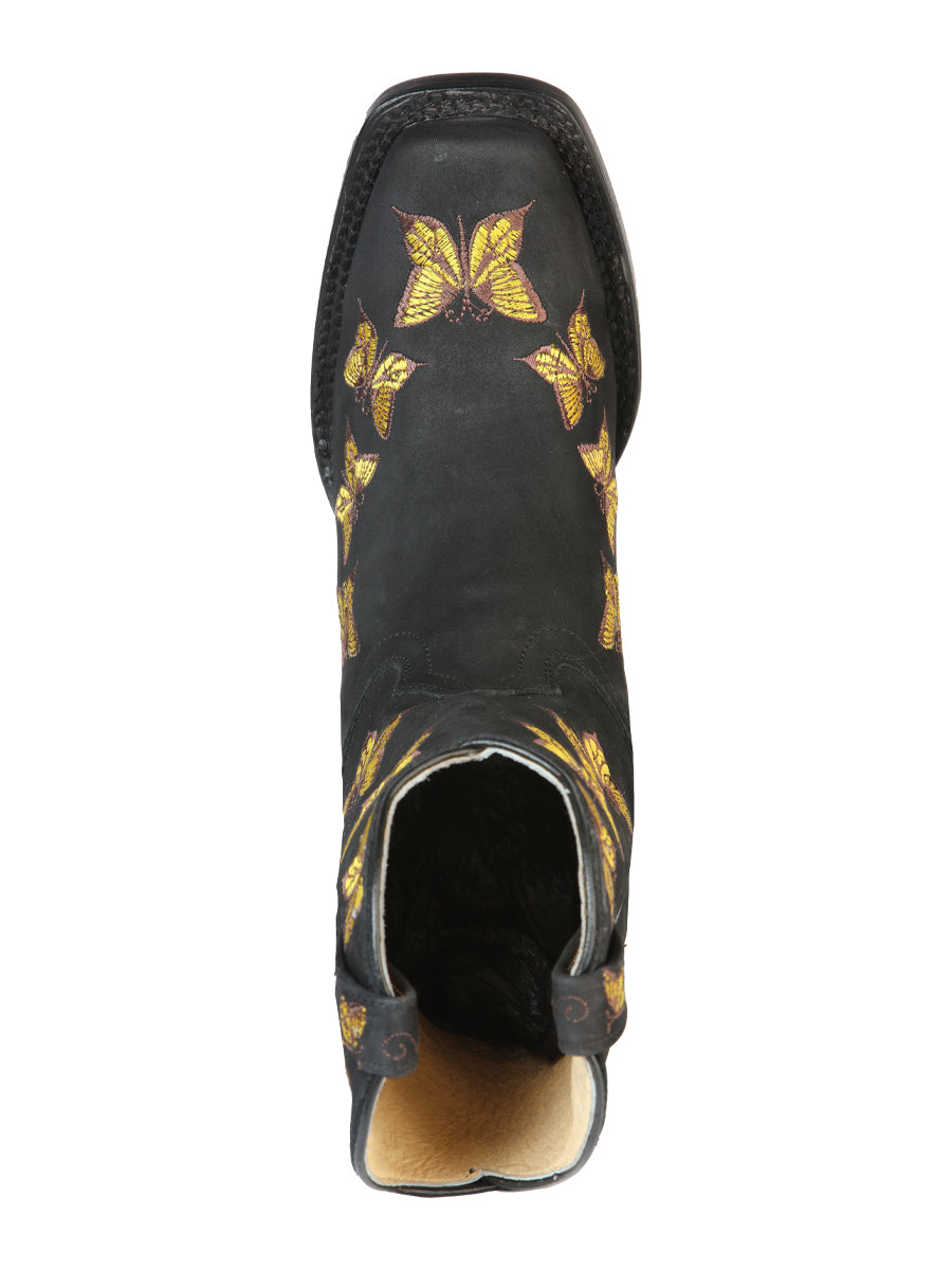 Bota de rodeo El General para mujer - Nobuck negro 51220