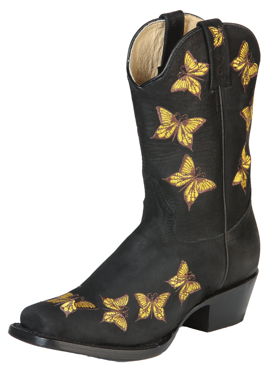 Bota de rodeo El General para mujer - Nobuck negro 51220