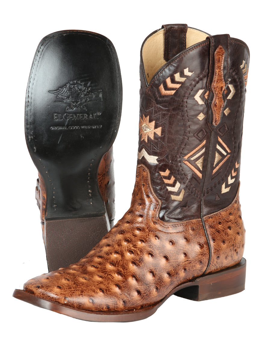 Bota de rodeo El General - Estampado de avestruz Shedron 51239