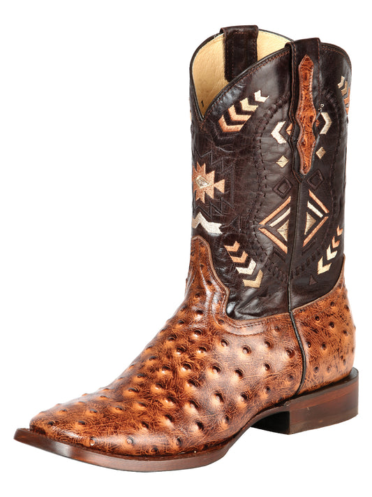 Bota de rodeo El General - Estampado de avestruz Shedron 51239